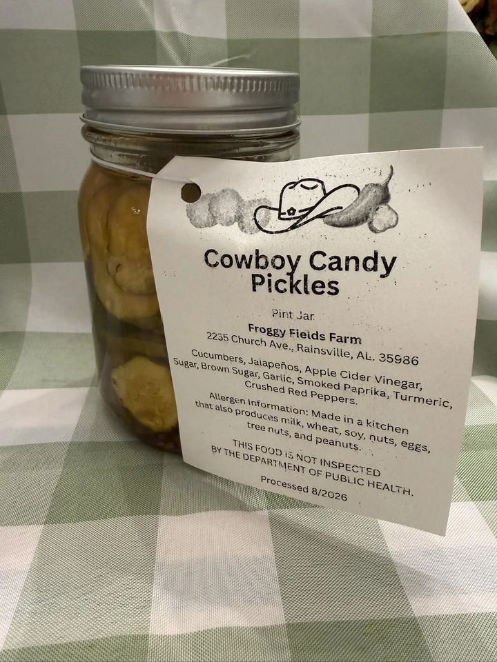 Cowboy Candy Pickles, a pint jar from Froggy Fields Farm